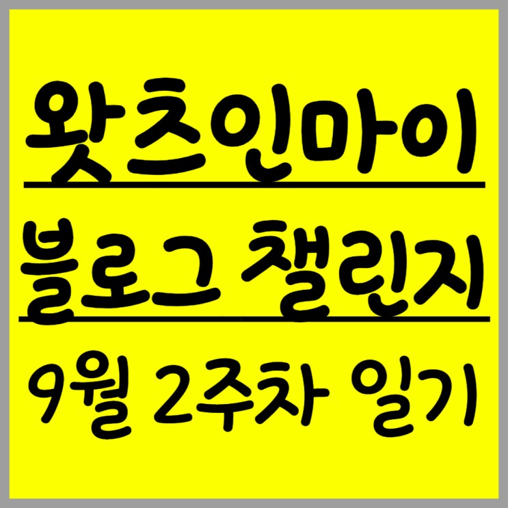  [왓츠인마이블로그 챌린지]9월 2주차 일기