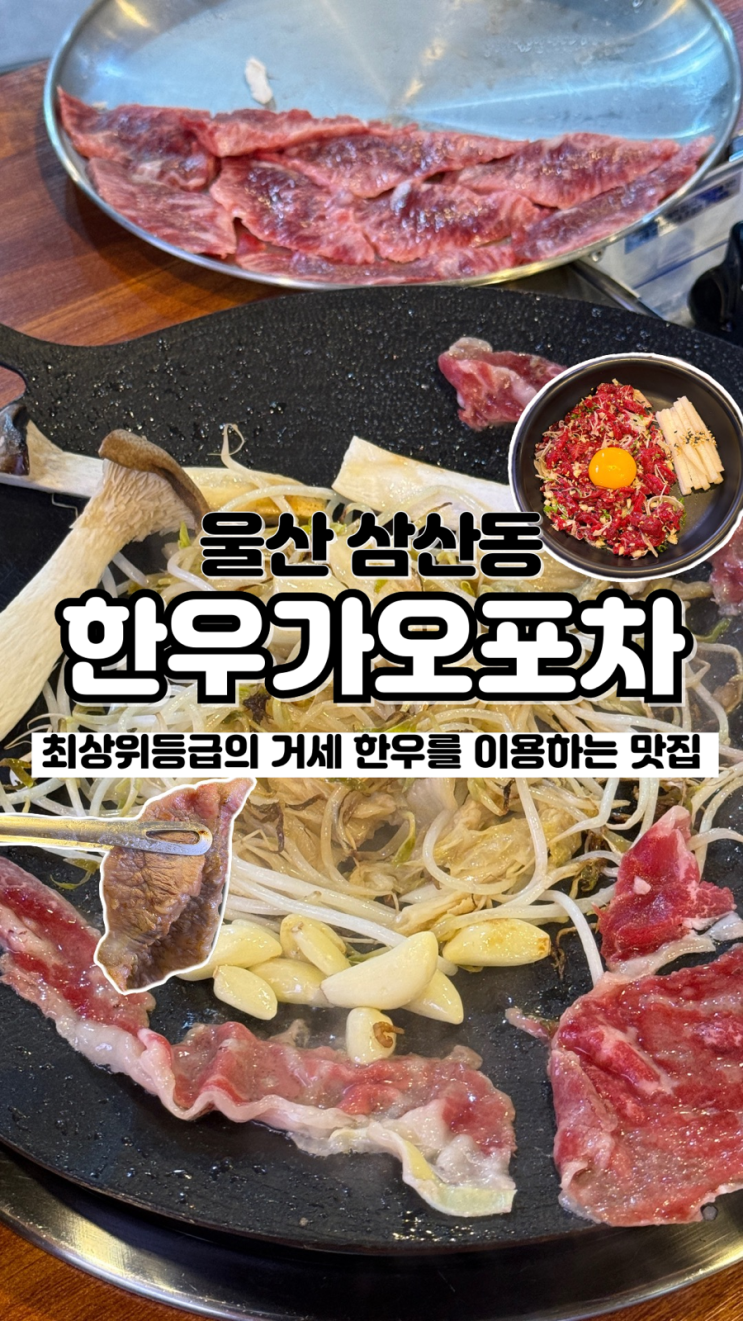  투쁠 9등급의 거세한우만을 이용하는 울산삼산맛집 한우가오포차