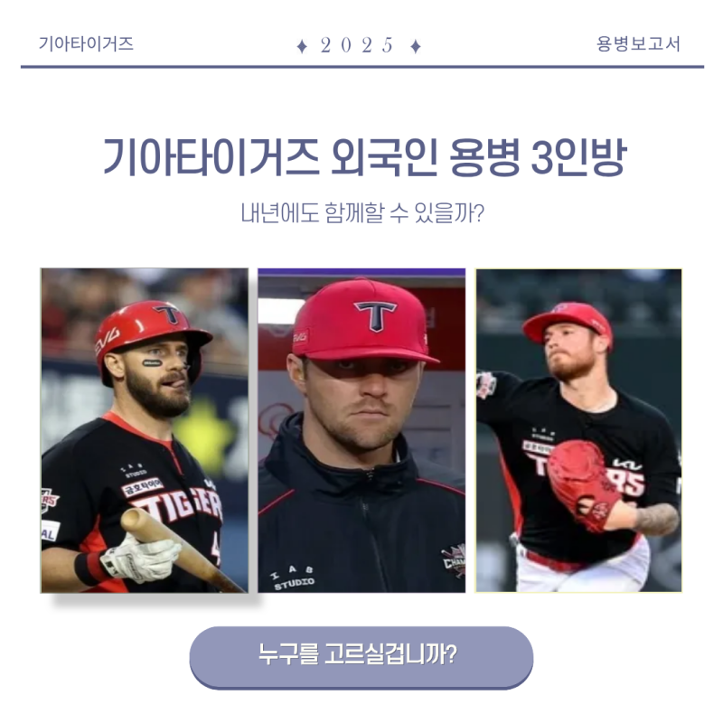 기아타이거즈 외국인 용병 3인방, 내년에도 함께할 수 있을까?