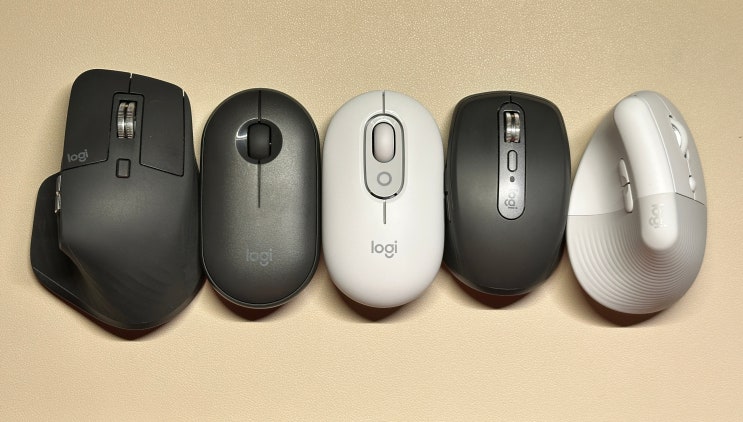 [내돈내산] 로지텍 무소음(저소음) 마우스 5종 비교(MX Master 3S, Pebble, pop, MX Anywhere 3S, LIFT)