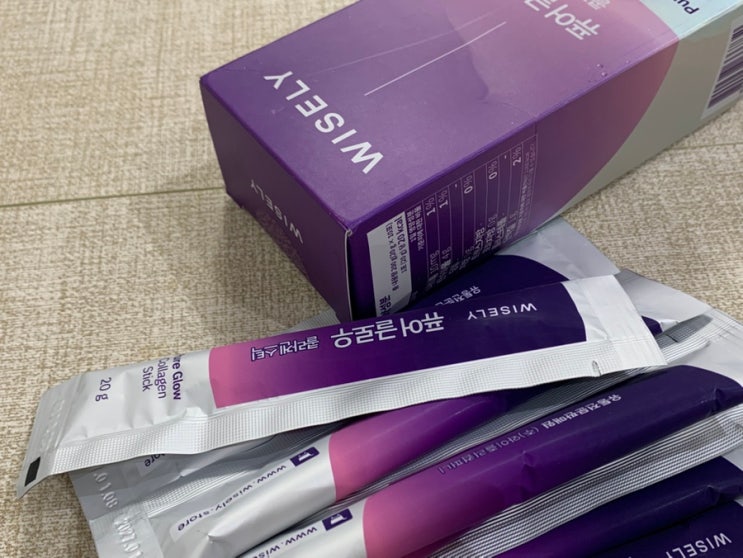 와이즐리 퓨어글로우 뮤신 콜라겐 키위맛 젤리 스틱 솔직 후기! 매일 챙겨 먹으니 달라졌어요