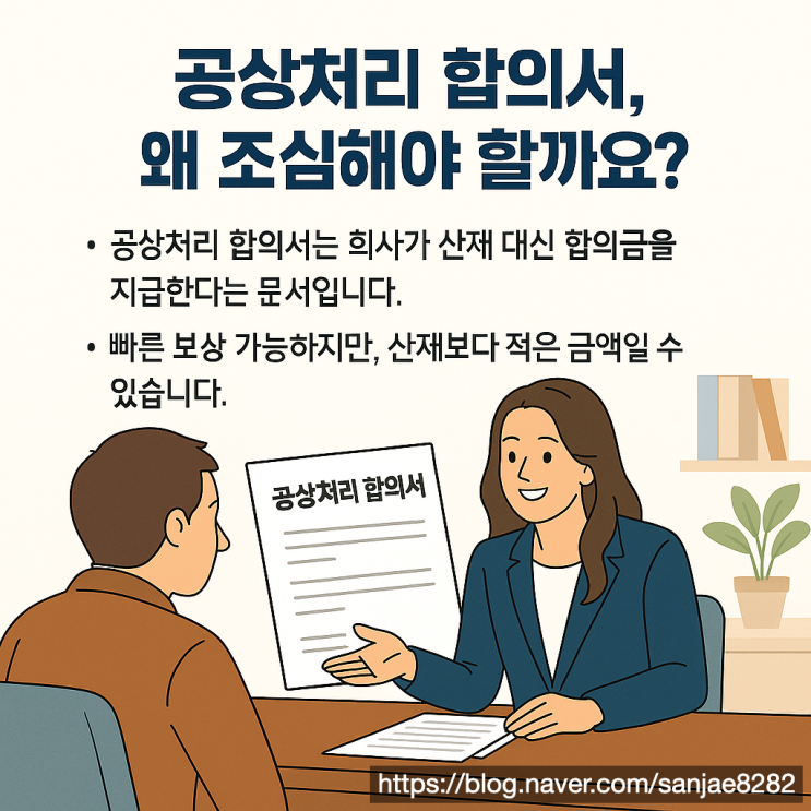  공상처리 합의서, 불리한 조항 피하려면 노무사 검토가 필요합니다