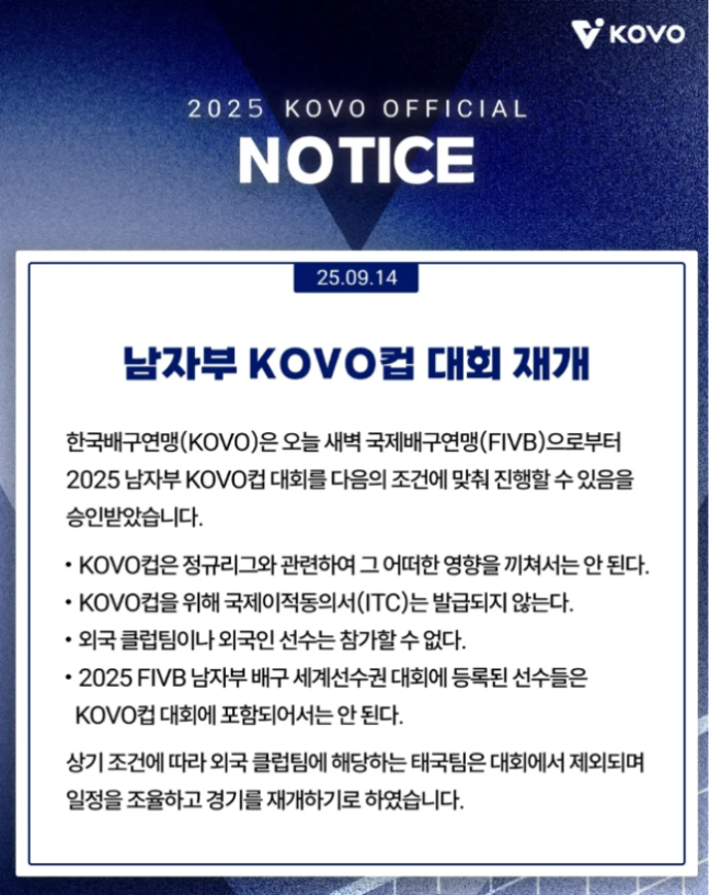 2025 여수 코보컵 남자부 경기 재개. 한심한 <b>KOVO</b>