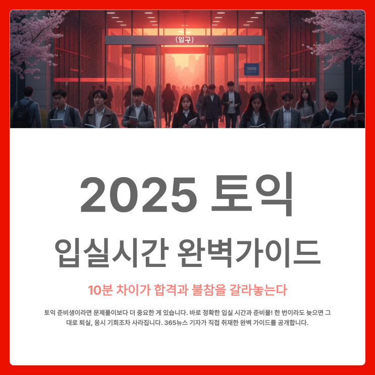  2025 토익 입실시간 시험 시작 마감 퇴실 준비물 총정리