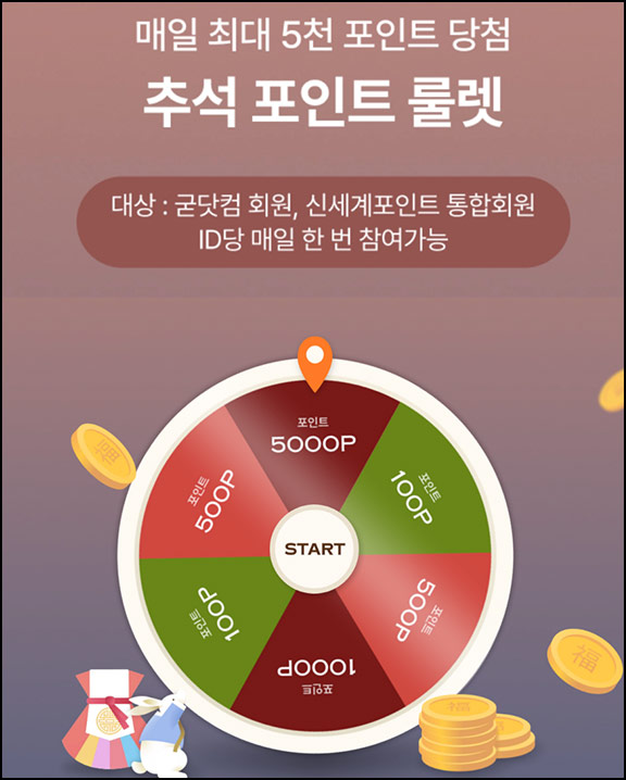  굳닷컴 룰렛이벤트(랜덤 ~5천p)즉당~09.28