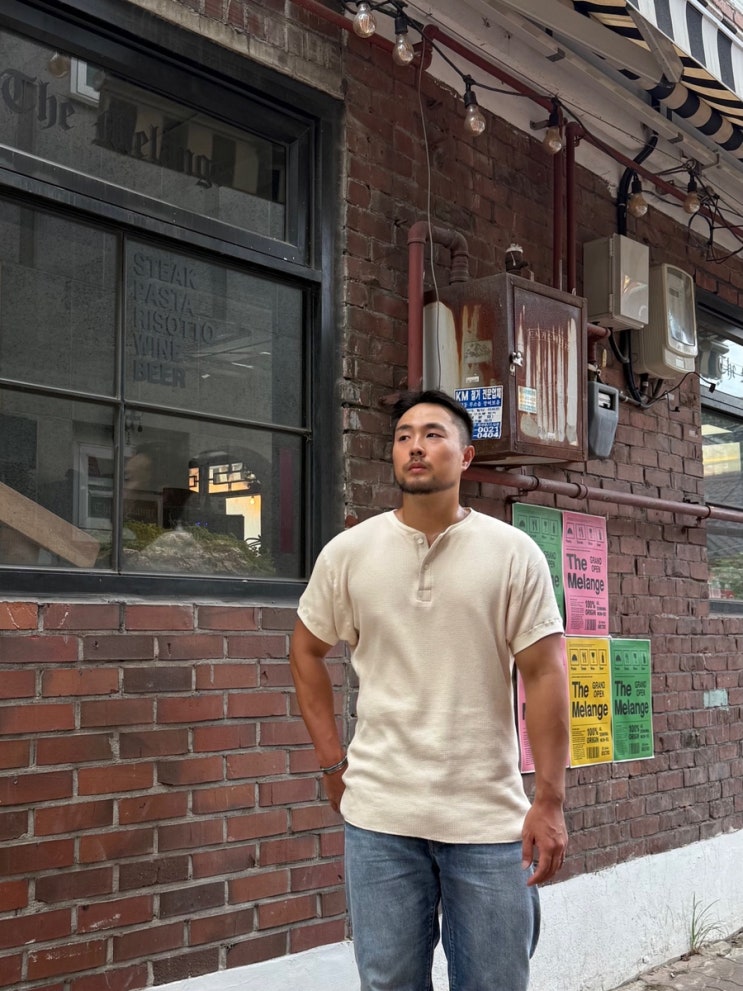  남자의 티셔츠 헨리넥 - 헤이스트 Original Thermal Knit Henley Tee