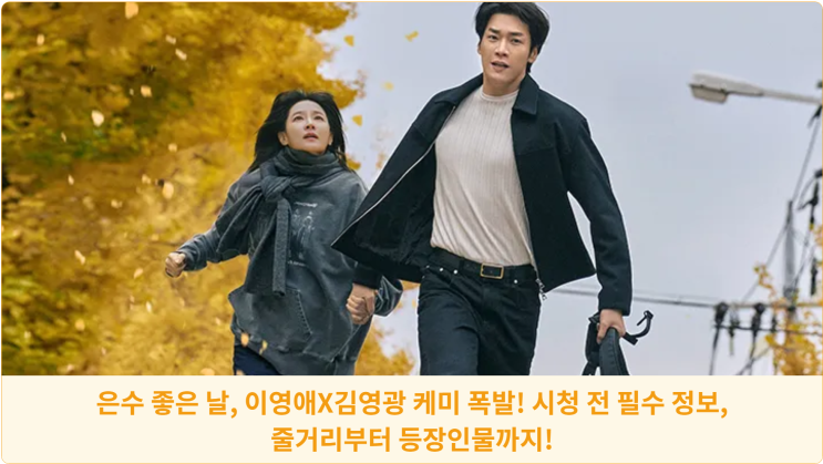  은수 좋은 날, 이영애X김영광 케미 폭발! 시청 전 필수 정보, 줄거리부터 등장인물까지!