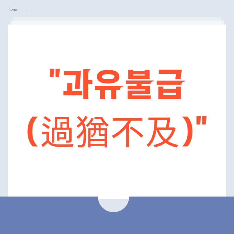 사자성어 공부 / 과유불급: 지나침은 모자람만 못하다.