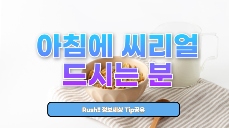  아침에 씨리얼 드시는 분들을 위한 완벽 가이드