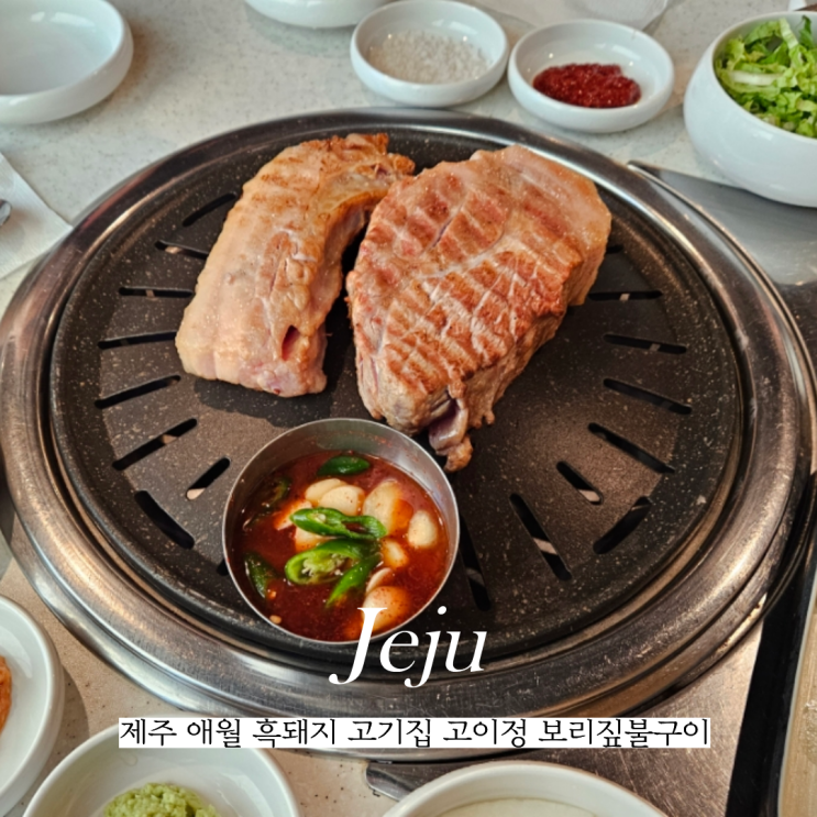  제주도 애월 흑돼지 찐맛집 고이정 보리짚불구이 고기집 후기 추천
