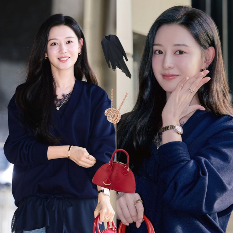  김지원 레전드 네이비룩 공항패션 & 불가리 가방까지!