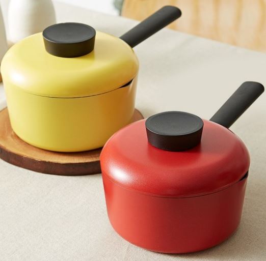  인덕션겸용 네오플램 라믈리에 18cm 라면냄비 + 실리콘 찜기 — 라면·짜파게티·만두 찜 최적화 냄비”