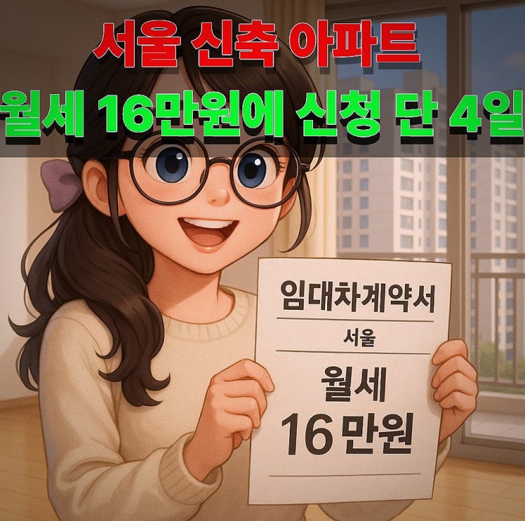  서울에서 월세16만원에 신축아파트에서 사는 방법 신청은 단4일 !!!