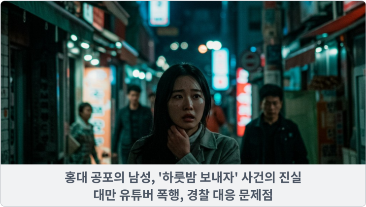 홍대 공포의 남성, '하룻밤 보내자' 사건의 진실: 대만 유튜버 폭행, 경찰 대응 문제점