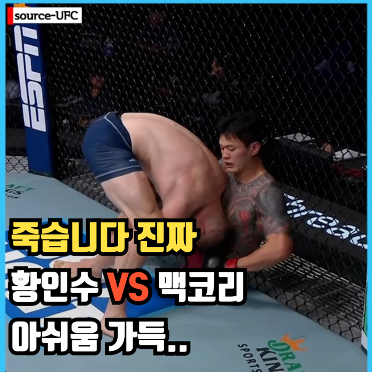 죽습니다 진짜 <b>황인수</b> VS 맥코리 <b>UFC</b> 드림 <b>좌절</b> DWCS서... 