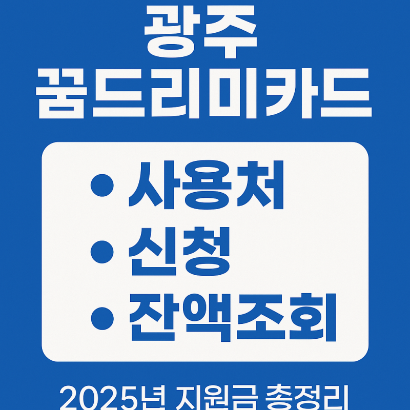 광주 꿈드리미카드 사용처 신청 잔액조회