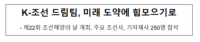  K-조선 드림팀, 미래 도약에 힘모으기로