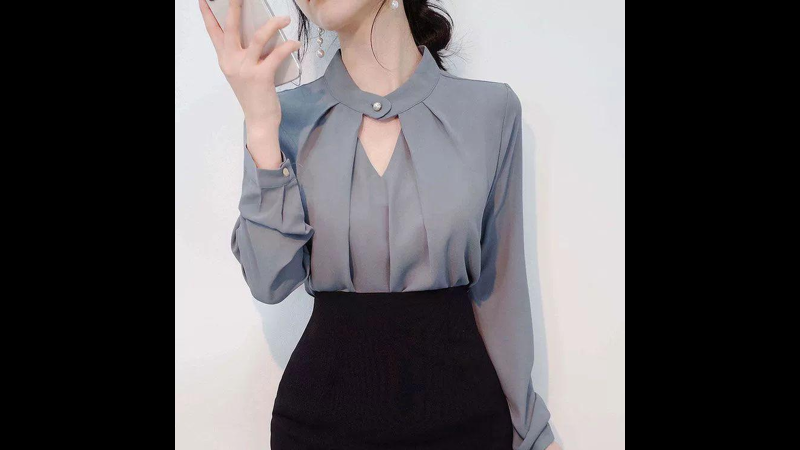 세련된 오피스룩 완성 쉬폰 긴팔 블라우스