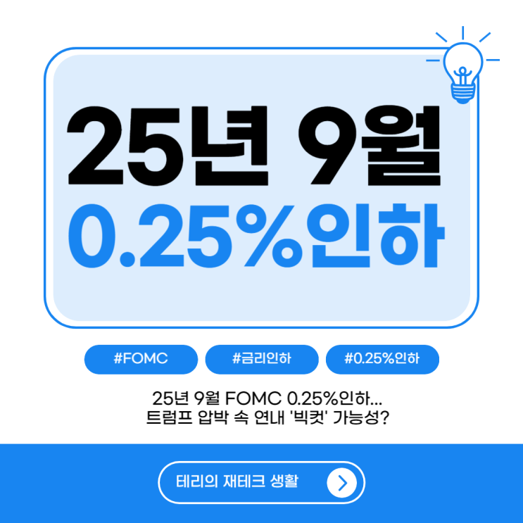  2025년 9월 FOMC 0.25%p 인하...트럼프 압박 속 연내 '빅컷' 가능성?