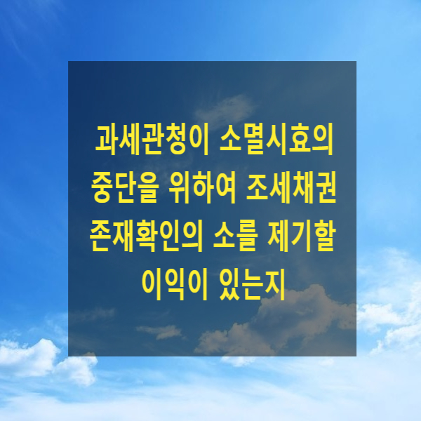  과세관청이 소멸시효의 중단을 위하여 조세채권 존재확인의 소를 제기할 이익이 있는지
