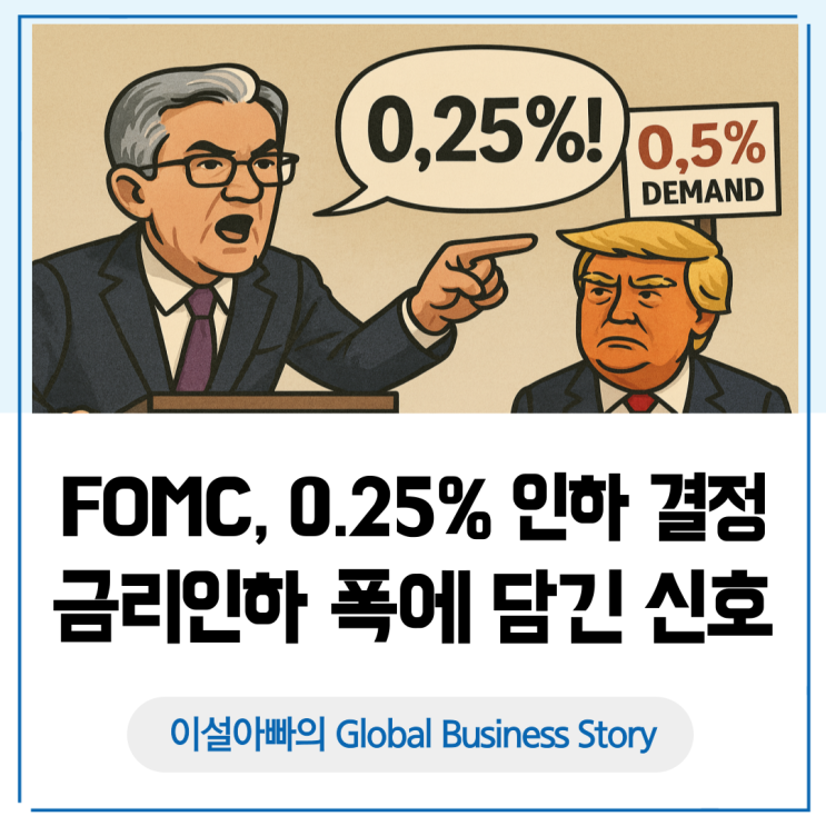  FOMC, 0.25% 베이비컷 단행: 금리 인하 폭에 담긴 신호와 향후 전망