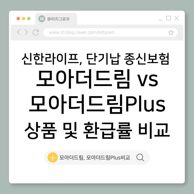 신*라*프, 단기납 종신보험 - 모아더드림 vs 모아더드림Plus 상품 및 환급률 비교