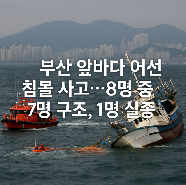 <b>부산</b> 앞바다 <b>어선 침몰 사고</b>…8명 중 7명 구조, 1명 실종