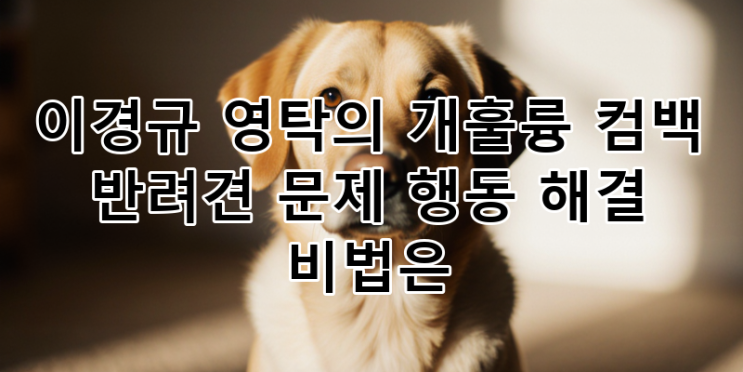 <b>이경규 영탁</b> '<b>개훌륭</b>' 컴백: 문제견 행동 해결과 새 반려견... 