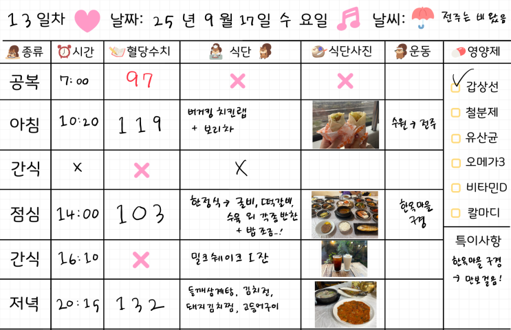  임신 30주차 | 임당식단 13일차 & 혈당체크 | 버거킹 치킨랩, 한정식 굴비구이, 떡갈비, 수육, 들깨삼계탕, 김치전, 돼지김치찜, 고등어구이