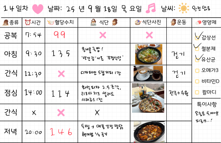  임신 30주차 | 임당식단 14일차 & 혈당체크 | 콩나물국밥, 화덕피자, 리코타치즈샐러드, 두찜