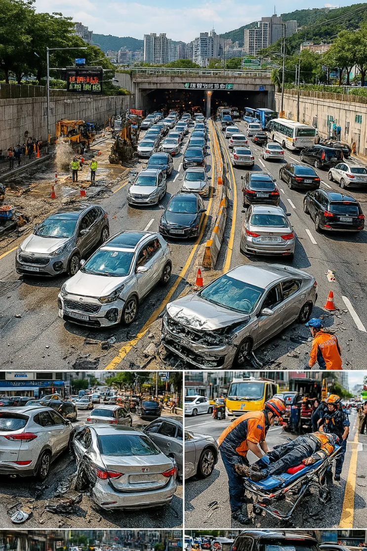 3km <b>광교방음터널</b> 인천방향 <b>터널화재</b> 발생 양방향 차단 중... 