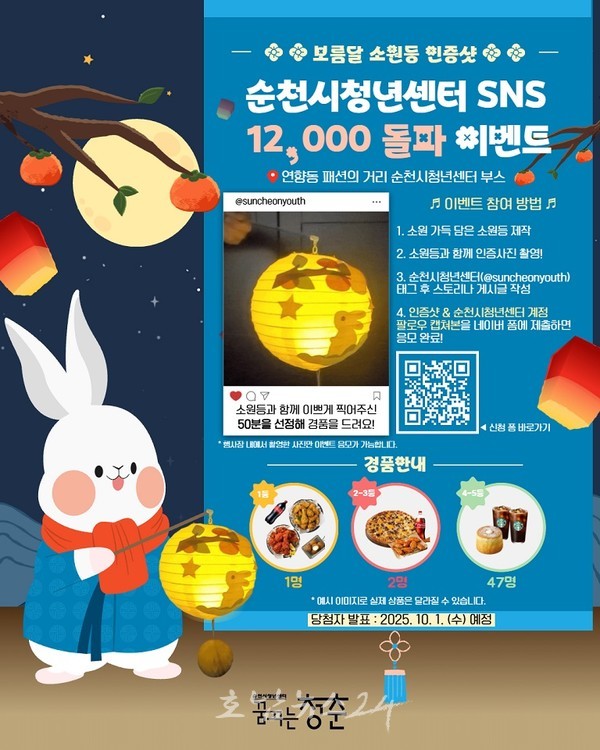 순천시 청년센터, SNS 가입자 1만2천명 돌파 기념 이벤트 진행