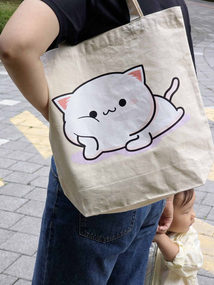  쌍둥이 아빠의 가방 선택기, 상상 모찌고양이 에코백가방 쇼퍼백 솔직후기