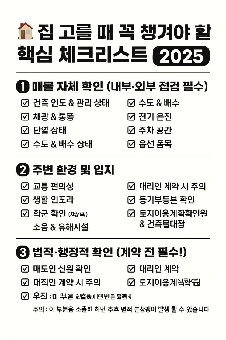  "내집 마련 필수! 후회 없는 집 고르기 핵심 체크리스트"