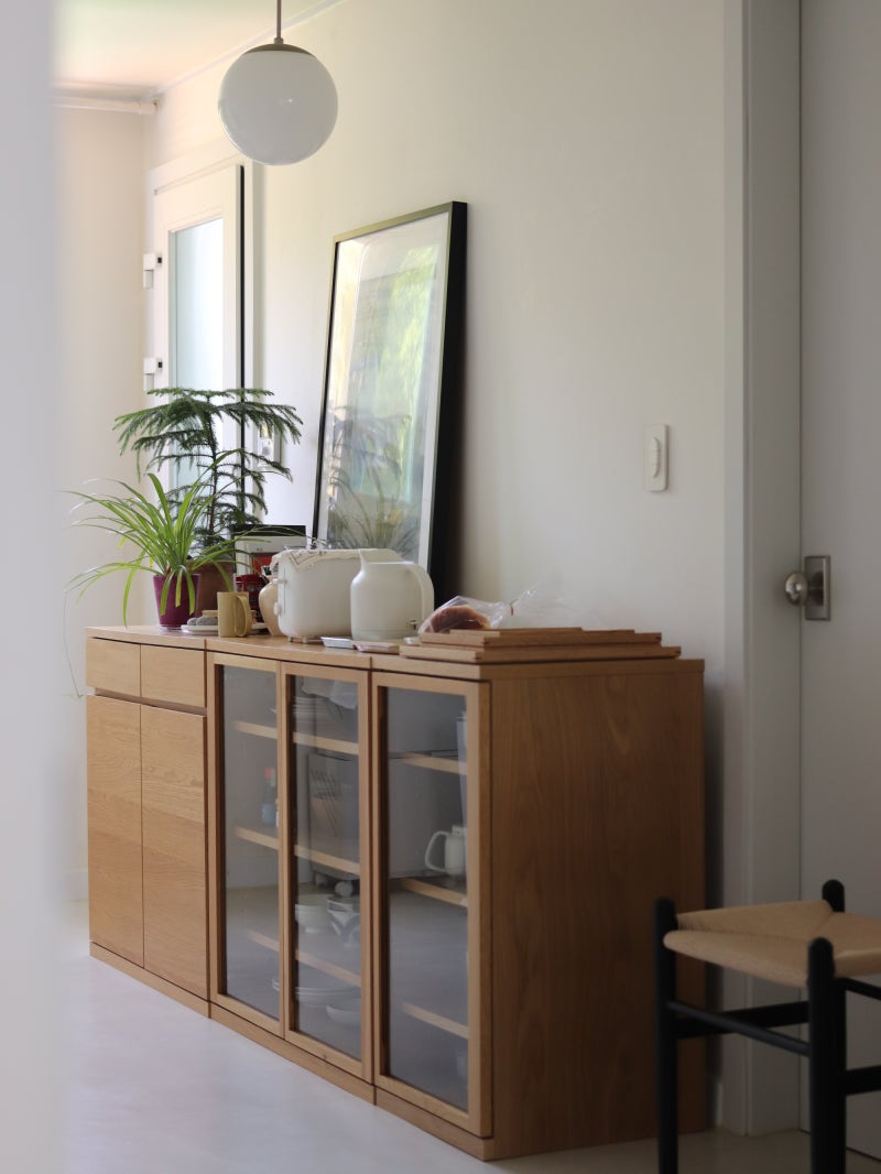 무인양품 그릇장 떡갈나무 목제 캐비닛ㆍ유리도어 MUJI Wooden cabinet Glass door Oak