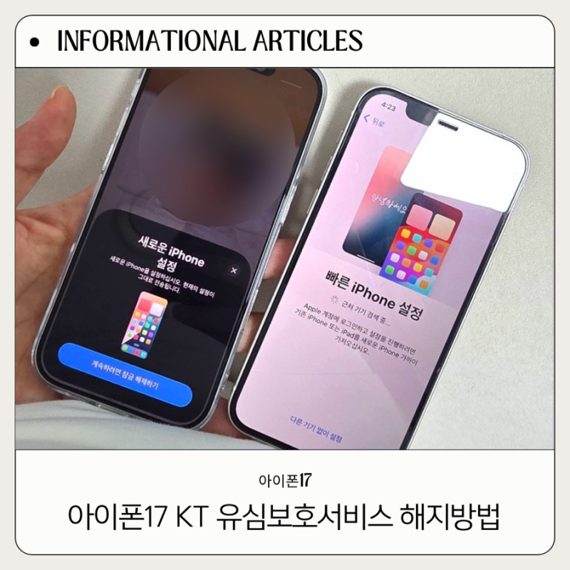 아이폰17 자급제 유심인식 안됨, 전화 문자 수신불가, kt 유심보호서비스 해지 방법