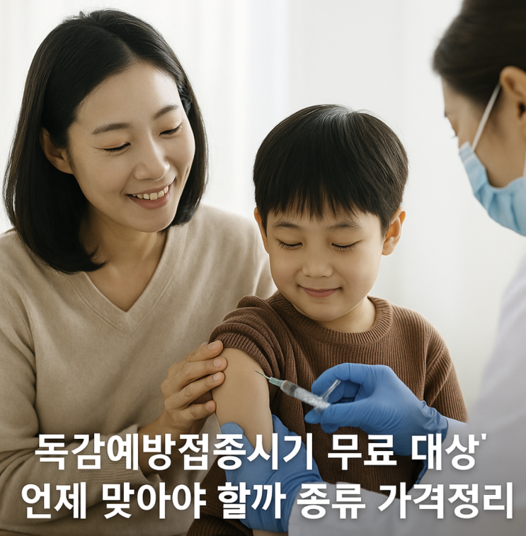 <b>독감예방접종</b>시기, 무료 대상자 기준과 백신 종류·가격 정리