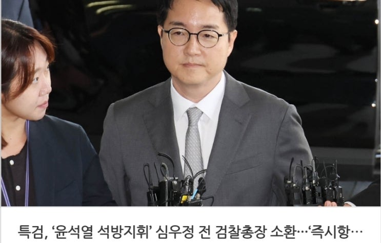 [<b>내란 특검</b>] ‘<b>윤석열</b> 석방지휘’ 심우정 소환···‘즉시항고... 