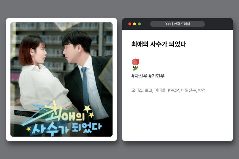 한국 숏폼 드라마 리뷰 009 | 최애의 사수가 되었다 | 차선우 기현우