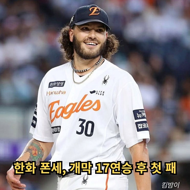 <b>한화 폰세</b>, 개막 17<b>연승</b> 후 첫 패 "낭만 최고치 끝난 게 아니야... 