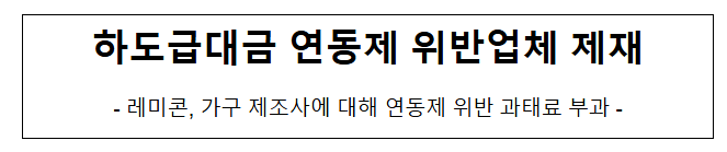 하도급대금 연동제 위반 제재