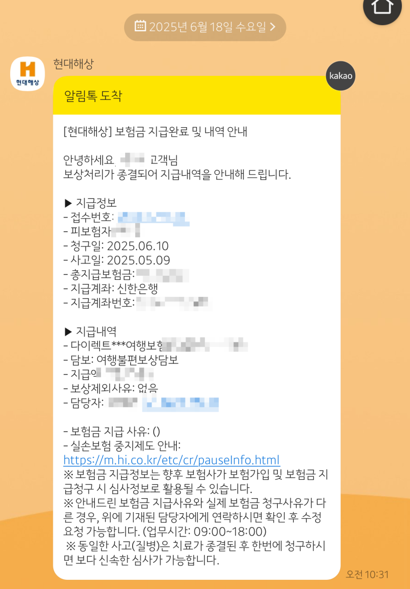 해외 여행 여행자 보험 (현대해상 다이렉트 보험) 비행기 지연 보상 후기