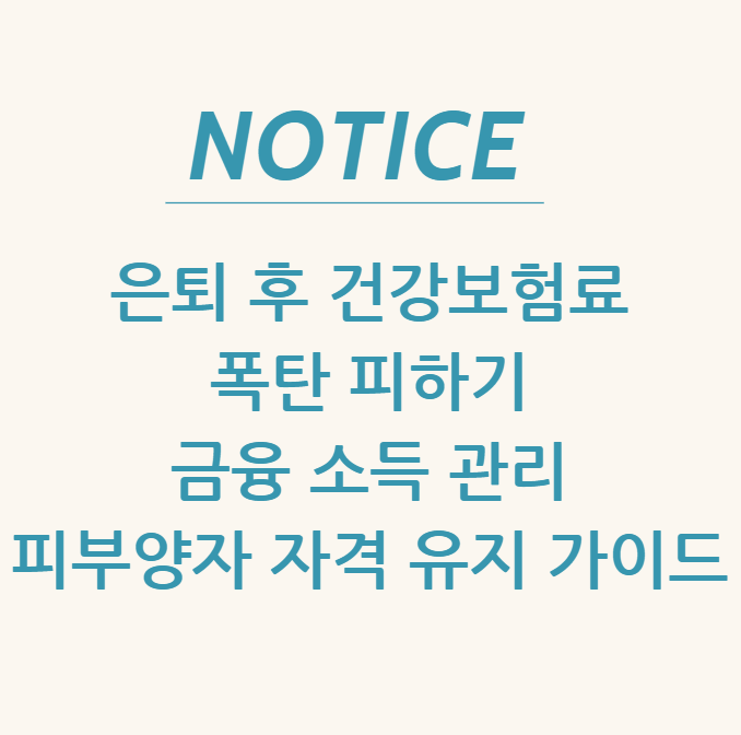  은퇴 후 건강보험료 폭탄 피하기 금융 소득 관리 & 피부양자 자격 유지 가이드