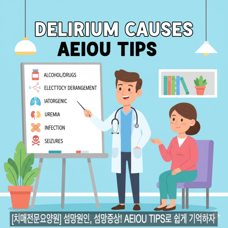 [치매전문요양원] 섬망원인, 섬망증상! AEIOU TIPS로 쉽게 기억하자