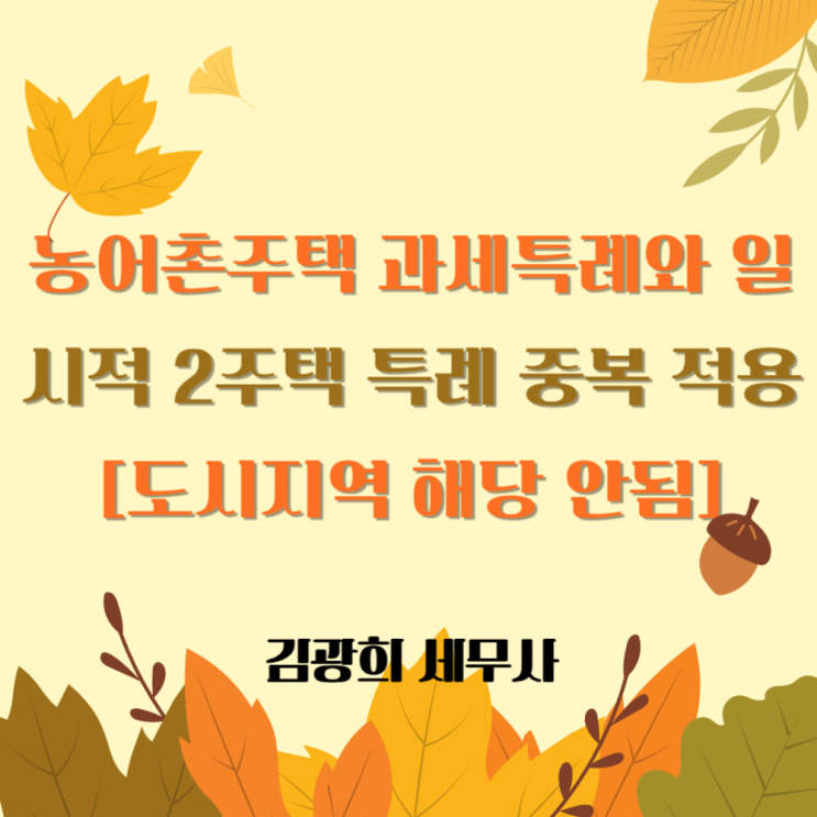  농어촌주택 과세특례 요건, 일시적 2주택 특례 중복 적용[도시지역 해당 안됨]