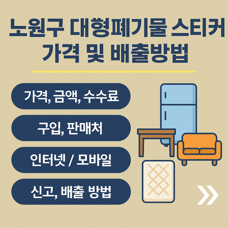 노원구 대형폐기물스티커가격, 금액, 수수료, 수거업체, 버리기, 봉투, 인터넷, 온라인신고, ....