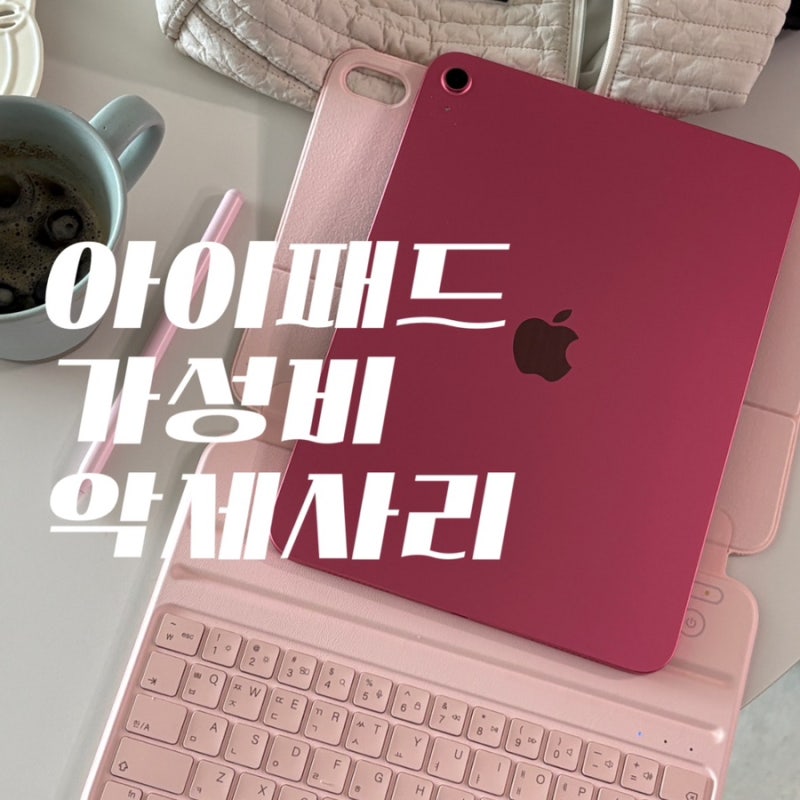 아이패드 11세대 A16 256GB 핑크 가성비 악세사리(HOU 키보드 케이스, 구스페리 펜슬)