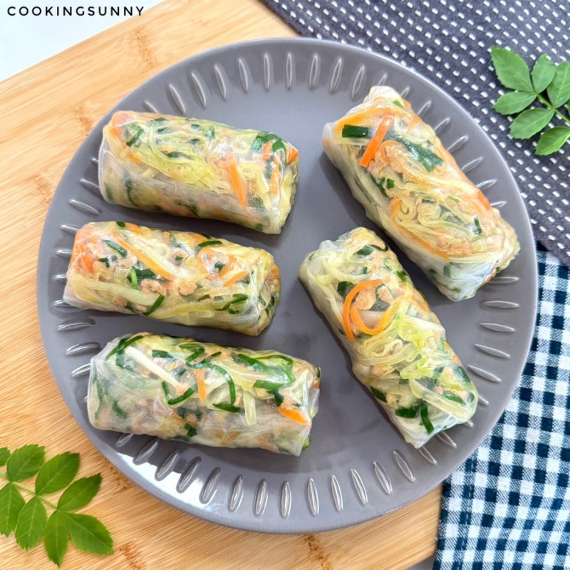 쫄깃쫄깃 정말 맛있고 살도 쏙쏙 빠지는 참치 양배추 라이스페이퍼롤 만들기 다이어트식단 ....