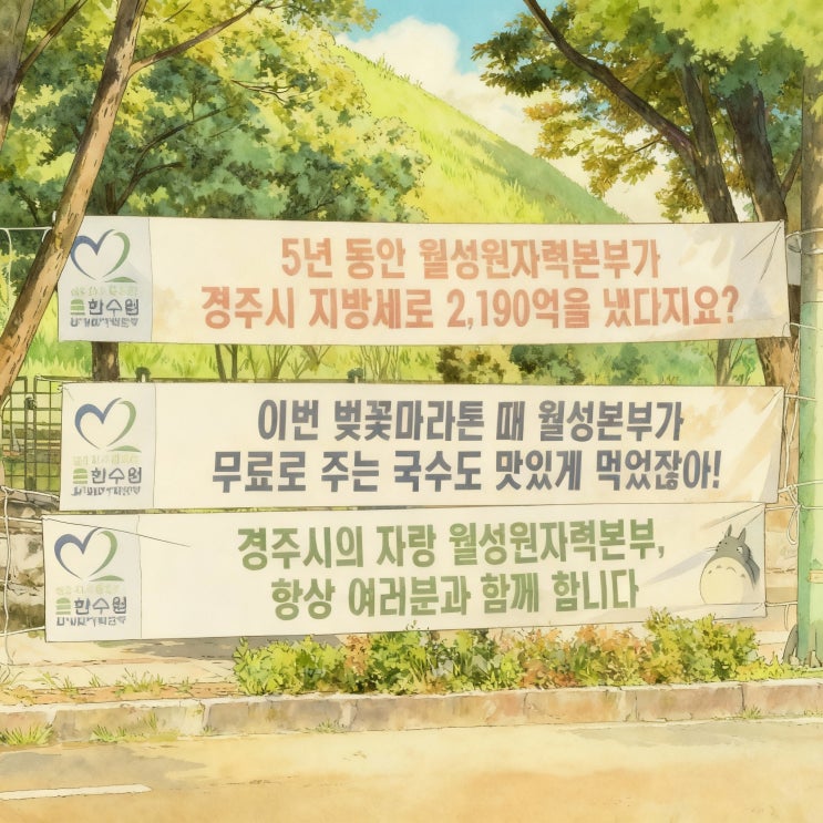 "국수 맛있게 먹었잖아!" 경주시민 폭발시킨 현수막, 도대체... 
