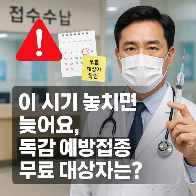  이 시기 놓치면 늦어요, 독감 예방접종 무료 대상자는?